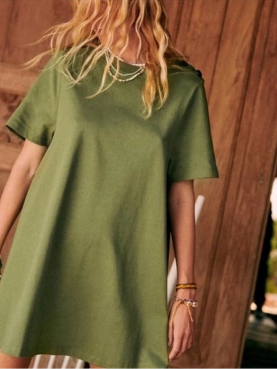 Sezane Dresses & Skirts - SEZANE green cotton t-shirt mini dress, size small